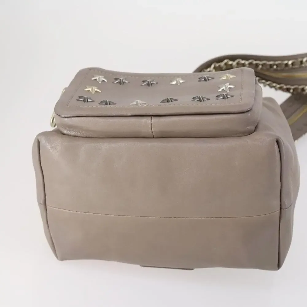 Jimmy Choo Leather Studs Backpack Beige